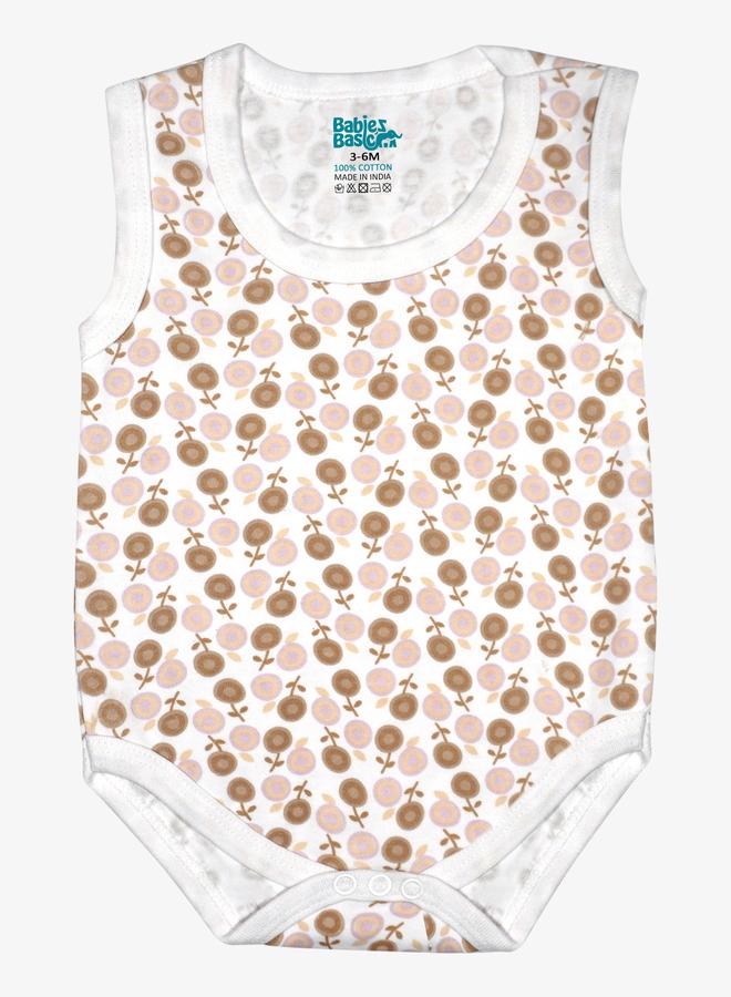 Babies Basic Pack of 3 - Super Combed Cotton Sleeveless Printed Bodysuit - Image 3
